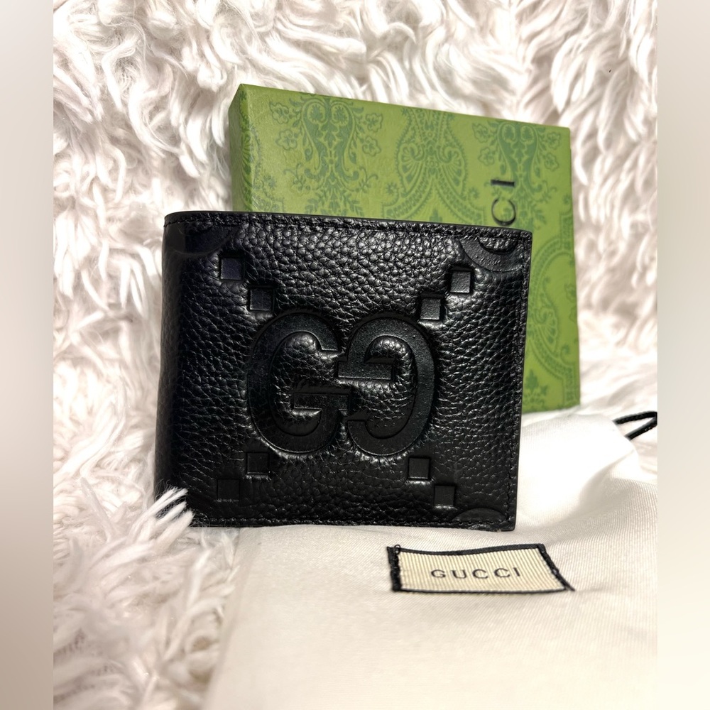 š¤š¤Black FASHION DESIGN Jumbo G pebble grain leather bi-fold walletš¤š¤NWOT - Picture 2 of 11